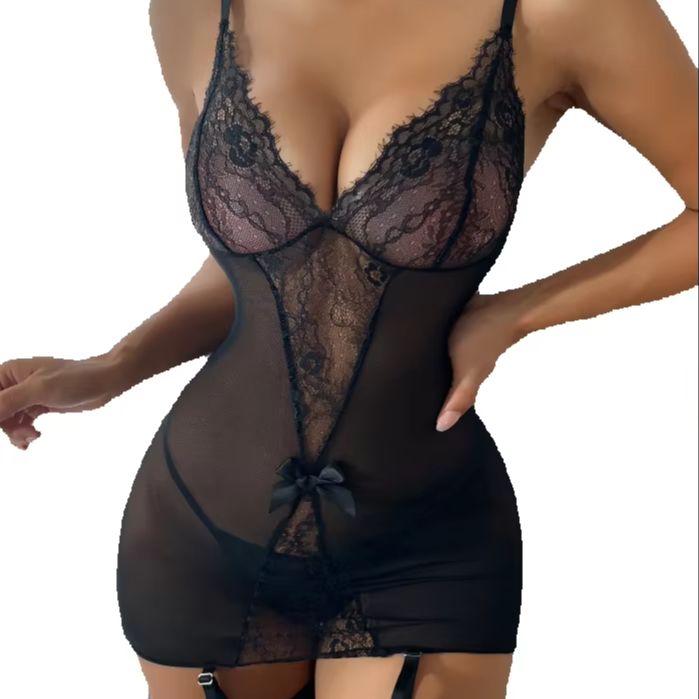 Garter Belt Set - Kanten ondergoedset met kousen, hete jarretelgordel,