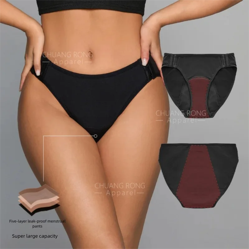 Period Panty Absorbent - Plus Size Dames Easy-On Drukknoop Menstruatieondergoed