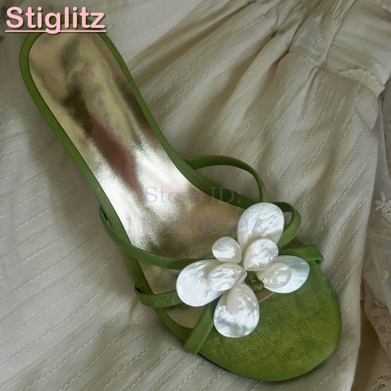 Slip Dress Satin - Witte Bloem Hoge Hakken Slippers Satijn
