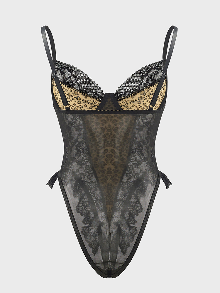 Sexy kanten luipaardpatroon bo - Shapewear Bodysuit Firm recensie en prijs