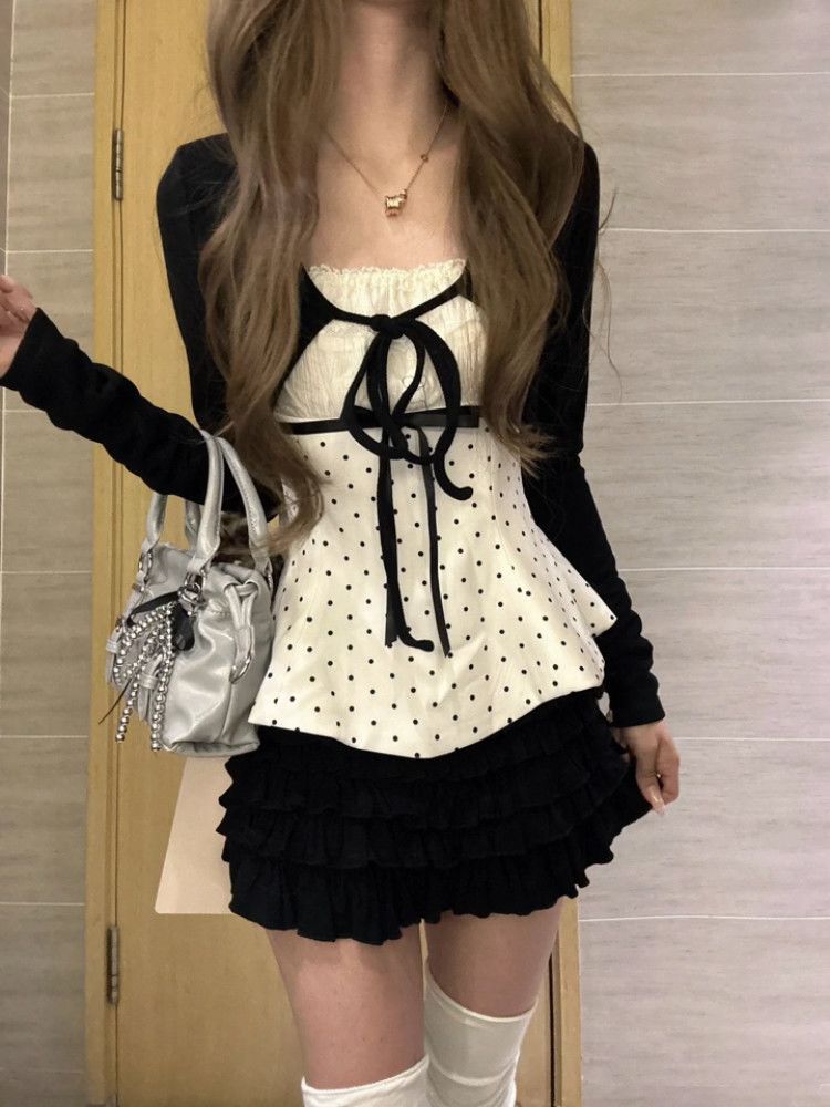 Koreaanse mode polkadot kant s - Cami Top Lace recensie en prijs