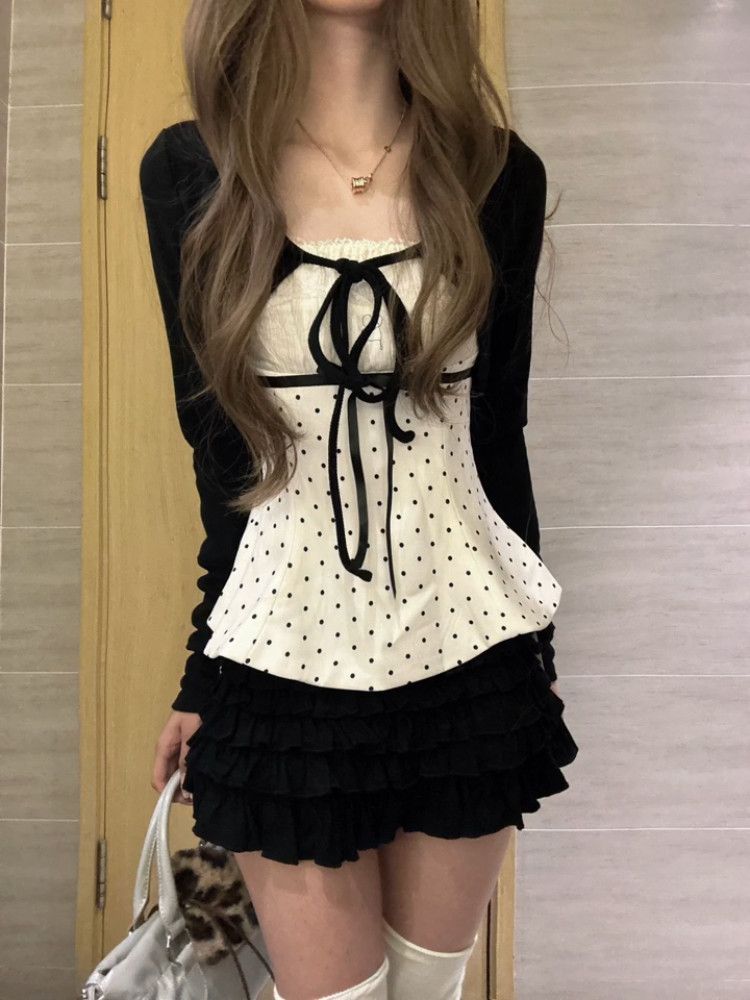 Koreaanse mode polkadot kant s - Cami Top Lace recensie en prijs