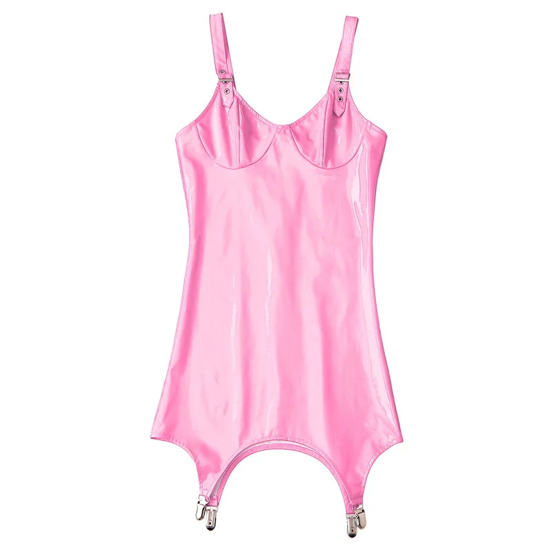 Dames Glanzend Metallic PVC Le - Babydoll Chemise Night recensie en prijs