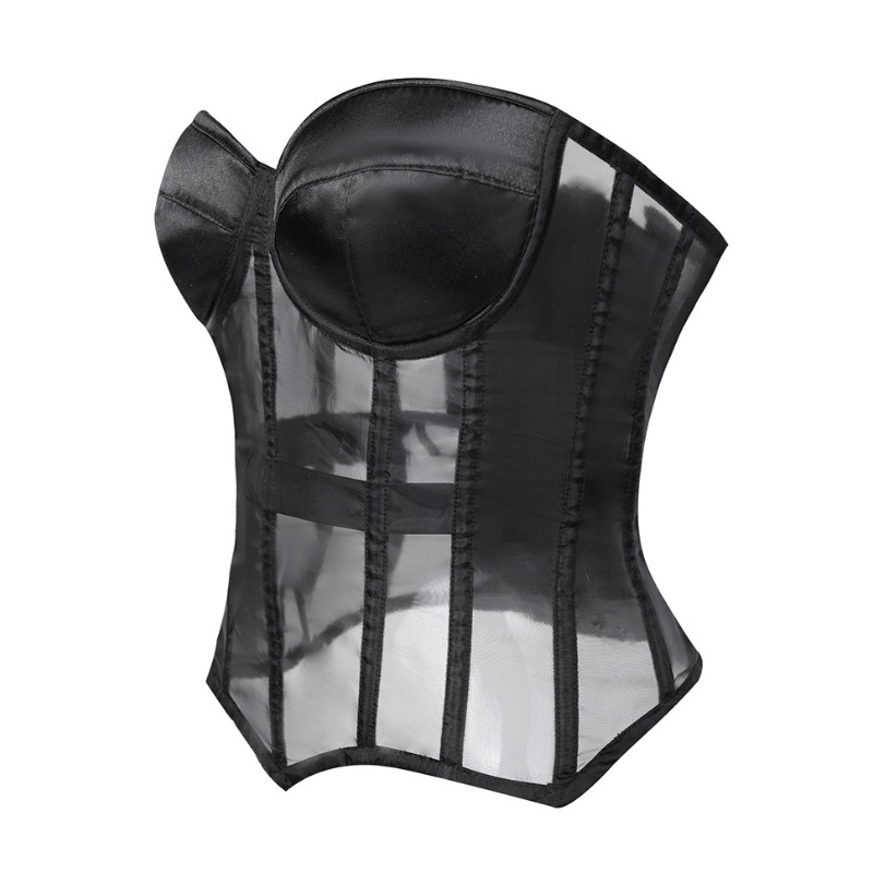 Zwarte strapless mesh doorschi - Corset Waist Cinch recensie en prijs