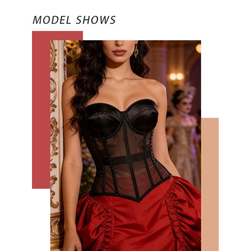 Zwarte strapless mesh doorschi - Corset Waist Cinch recensie en prijs