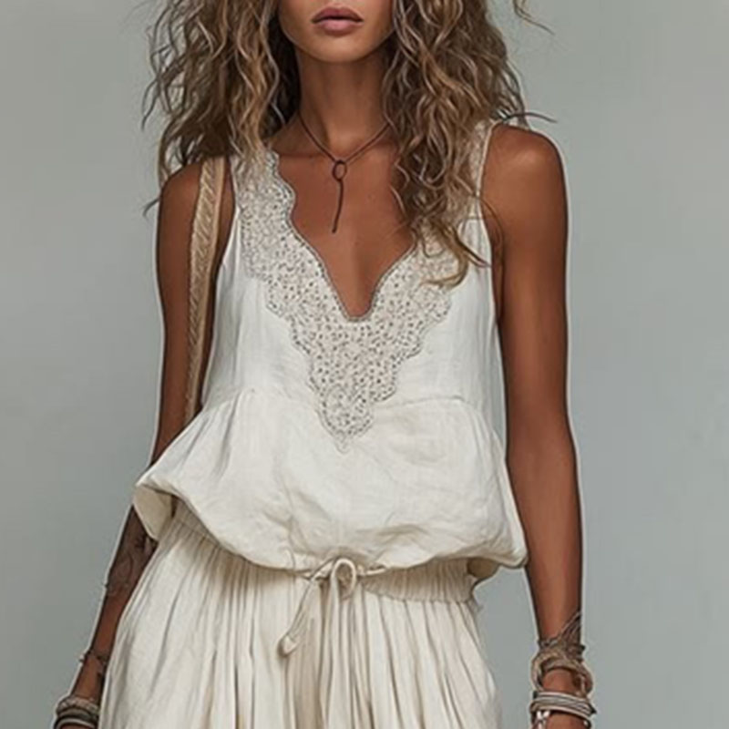 Dames mouwloos kanten V-hals s - Cami Top Lace recensie en prijs