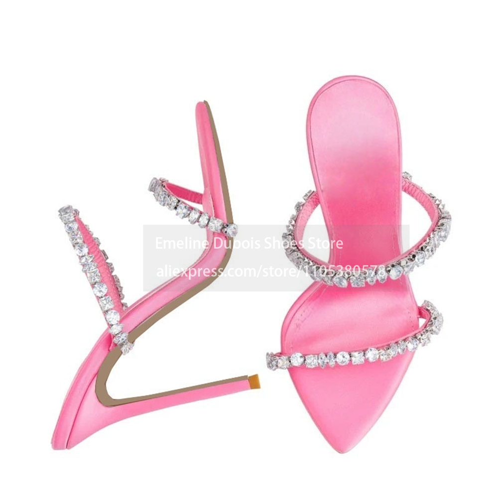 Roze satijnen strass-sandalen  - Slip Dress Satin recensie en prijs