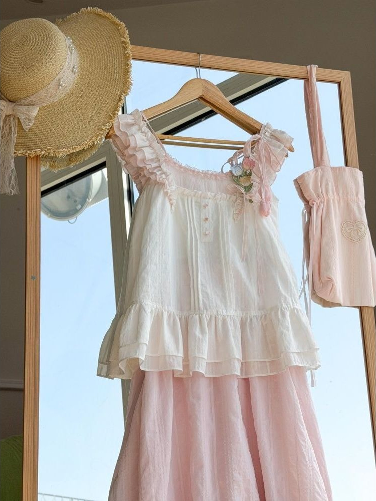 Zoete Kawaii Ruffle Trim Tulip - Cami Top Lace recensie en prijs